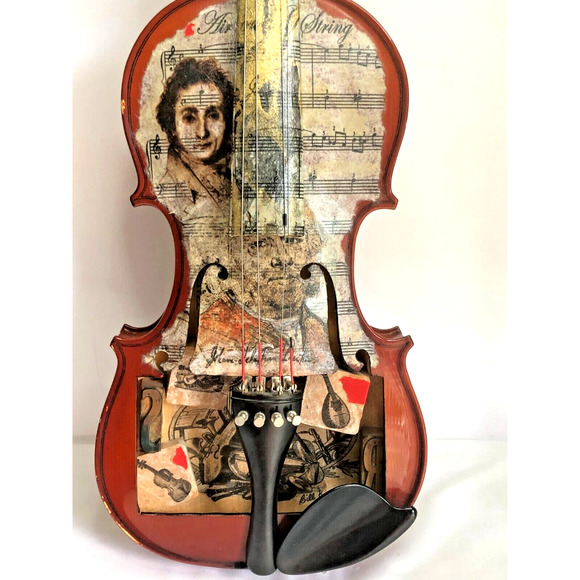 Artist Bill Kinsey "Air On A String" Violin Mixed Media Art Collage Virginia - Picture 2 of 9
